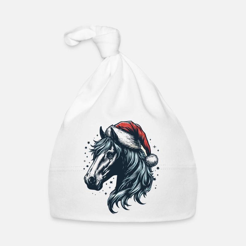 Cavallo Testa di cavallo con cappello di Babbo Natale Cappellino ecologico per neonato