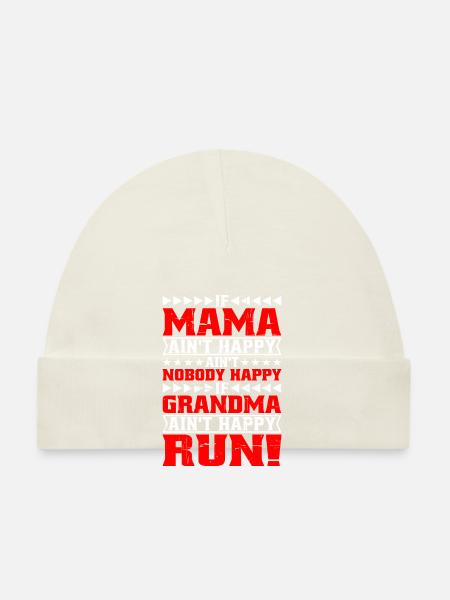 Si maman n’est pas heureuse, personne n’est heureux - Bonnet bio Bébé - blanc - Devant