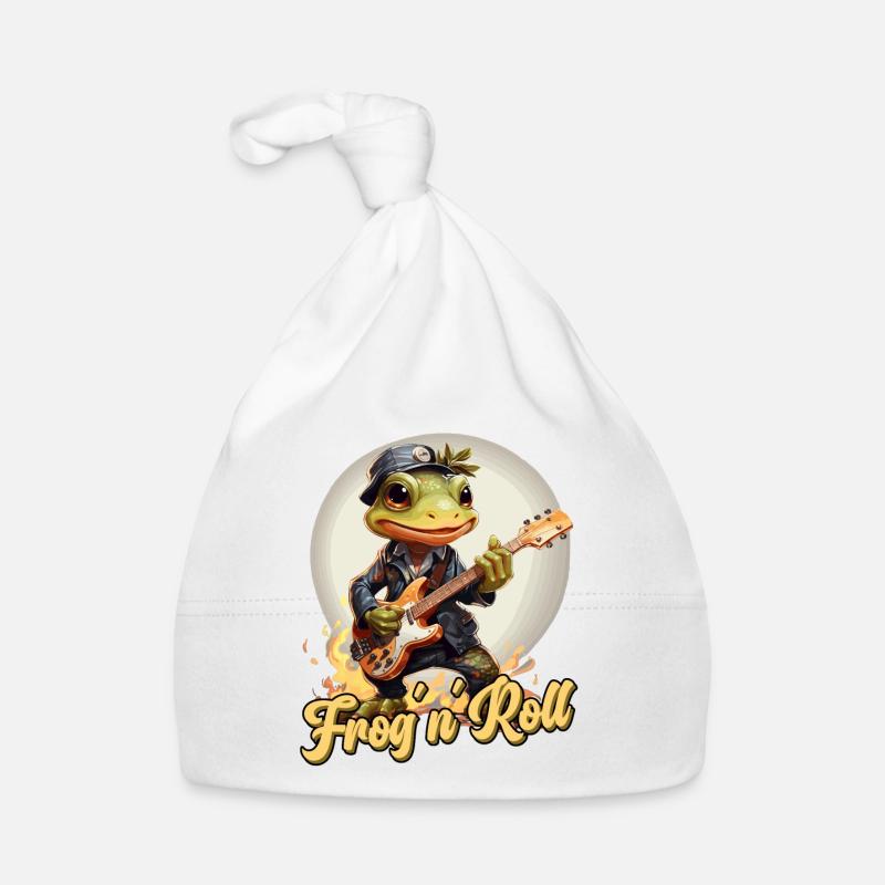 Funny frog with guitar, saying Organic Baby Cap