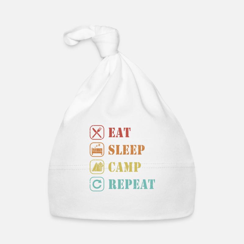 Eat Sleep Camp Repeat Glamping Campsite Organic Baby Cap