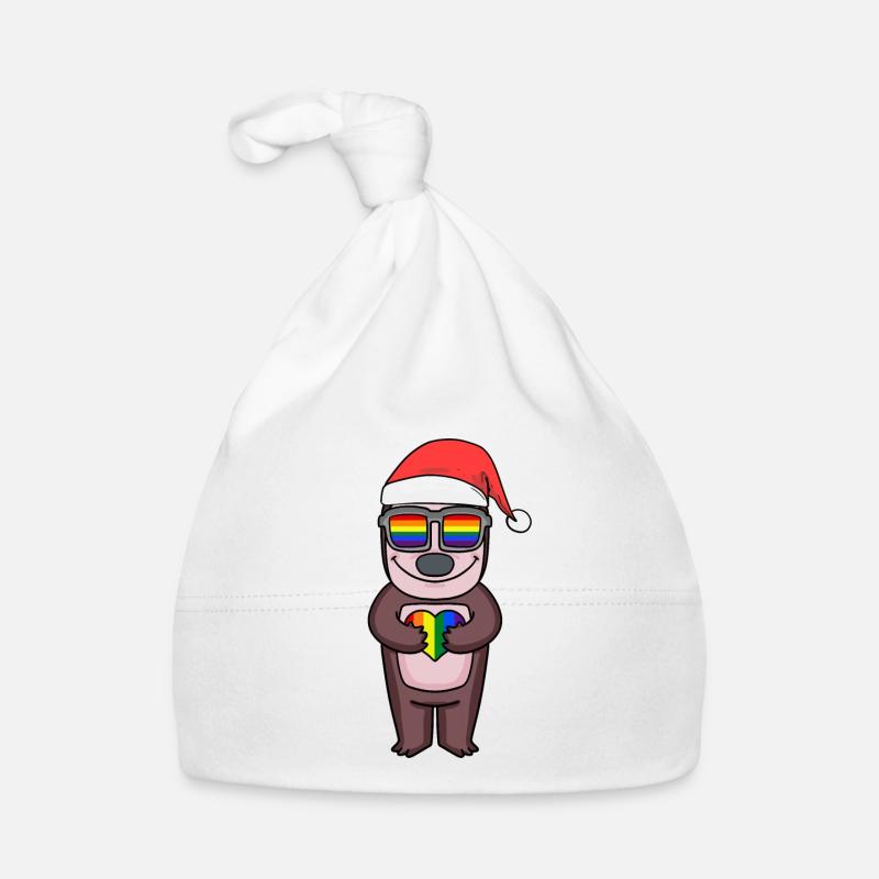 Sloth Christmas Rainbow Colorful Organic Baby Cap