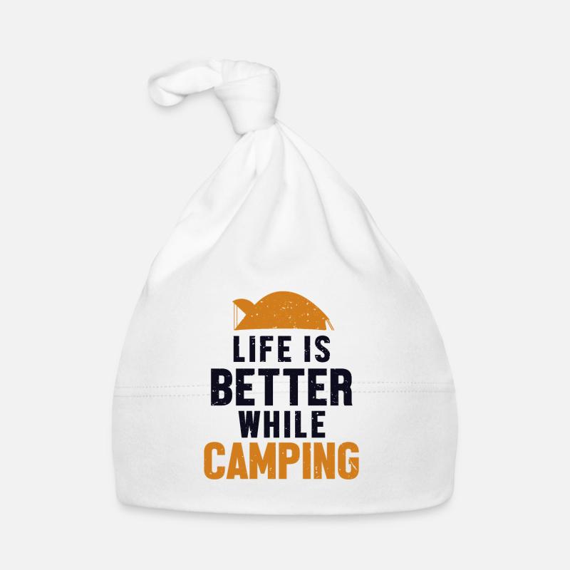 Life is Better while Camping Campsite Tents Organic Baby Cap