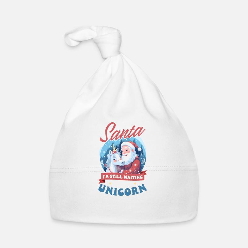 Weihnachten Einhorn Weihnachtsmann wartet immer noch auf Einhorn Baby Bio-Mütze