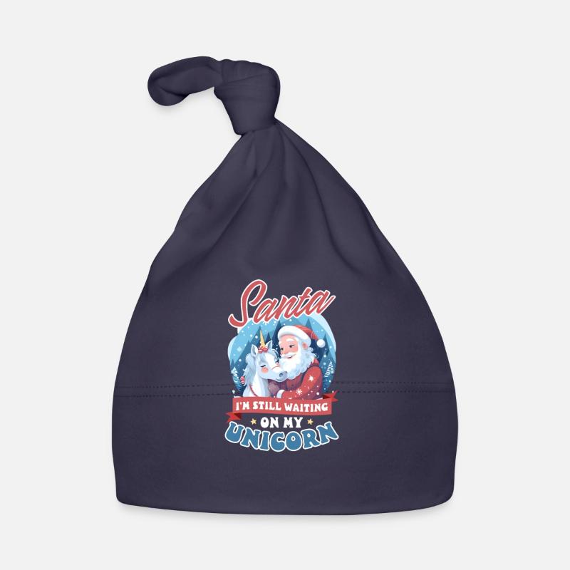 Weihnachten Einhorn Weihnachtsmann wartet immer noch auf Einhorn Baby Bio-Mütze