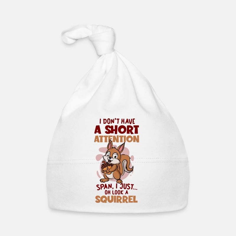 Short Attention Oh Look A Squirrel Grauhörnchen Baby Bio-Mütze