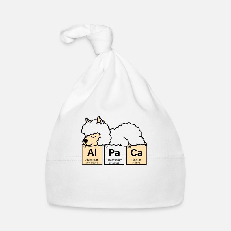 Alpaga Tableau Périodique Des Éléments Lama Pako - Bonnet bio Bébé - blanc