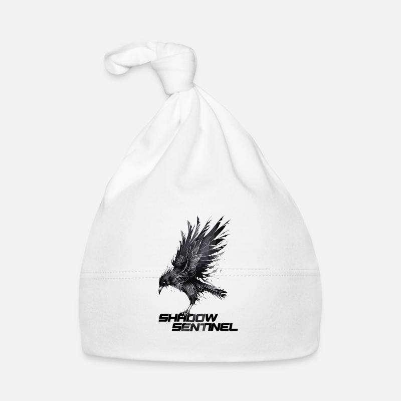 Raven with a Message: Shadow Sentinel Organic Baby Cap
