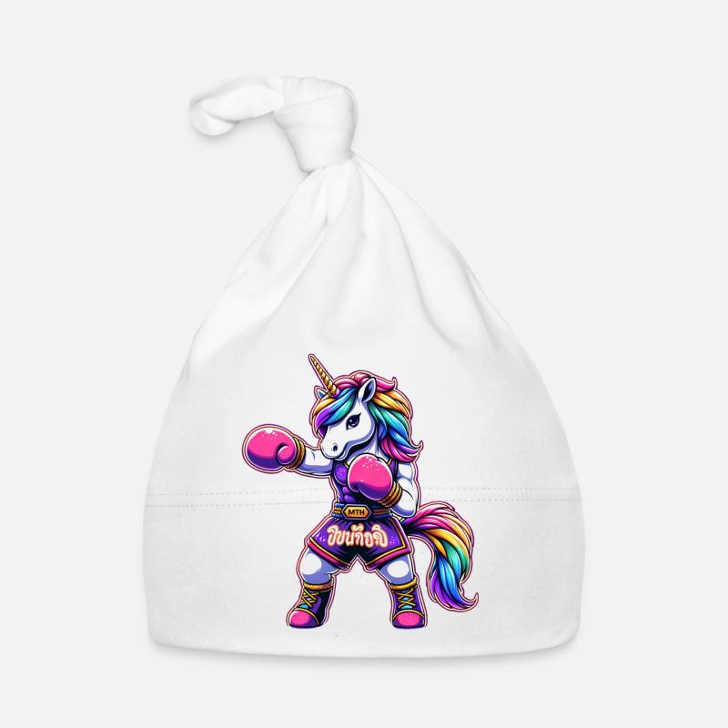 Lustiges Muay Thai Einhorn Baby Bio-Mütze