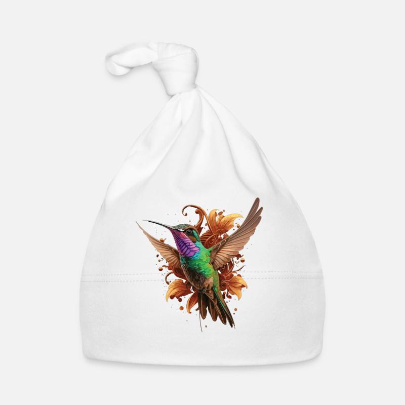Flowers and Feathers: Hummingbird Design Organic Baby Cap
