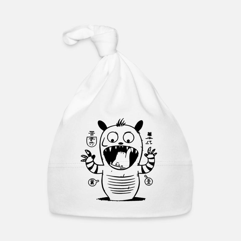 Weird Striped Cat Creature with Anime Magic Organic Baby Cap