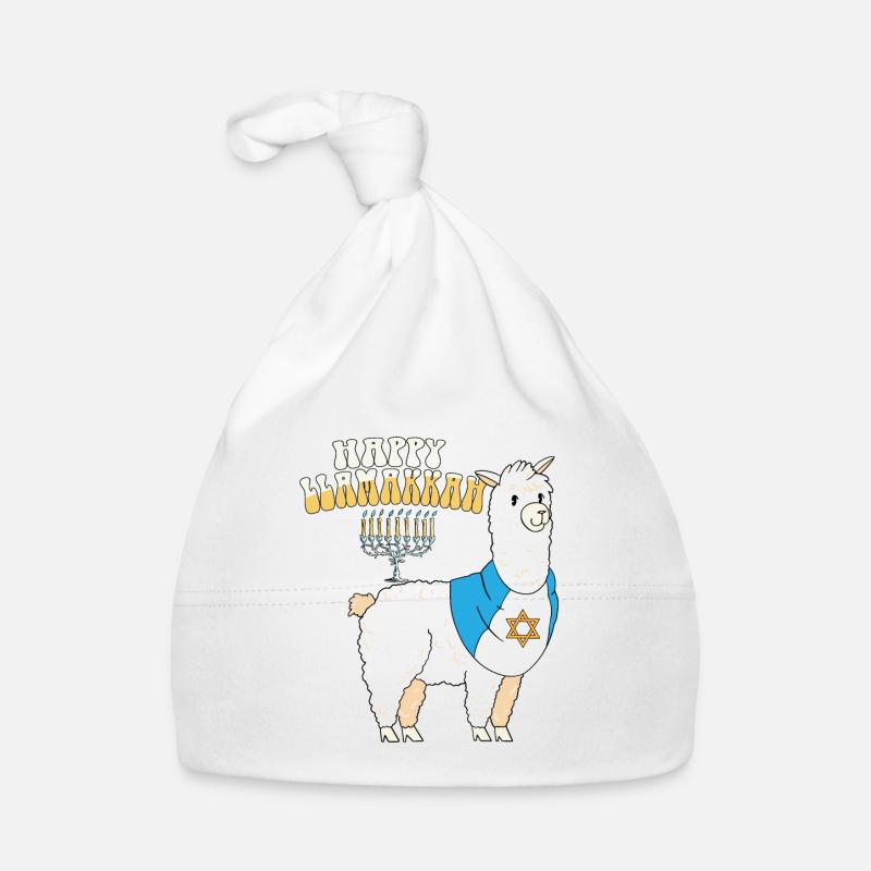 Joyeux lama de Noël juif de Noël de Llamakkah Hanoukka. Bonnet bio Bébé
