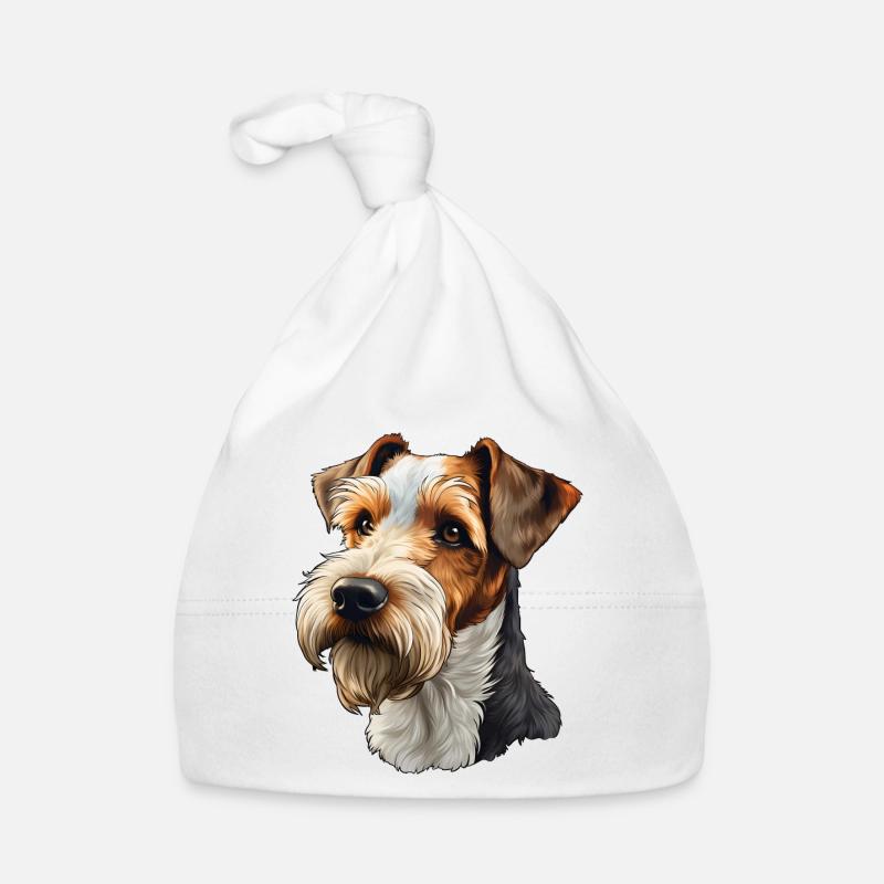 Fox terrier à poil dur - Bonnet bio Bébé - blanc