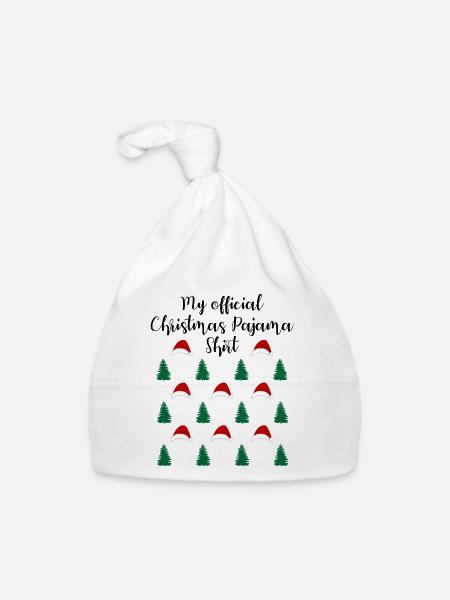 Waldweihnacht mit Mützen Offizielles Schlafshirt - Baby Bio-Mütze - Weiß - Vorne