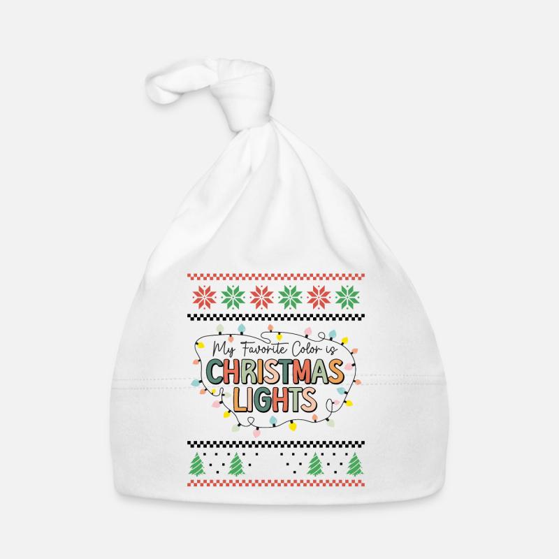 Ma couleur préférée est les lumières de Noël rétro laide Bonnet bio Bébé