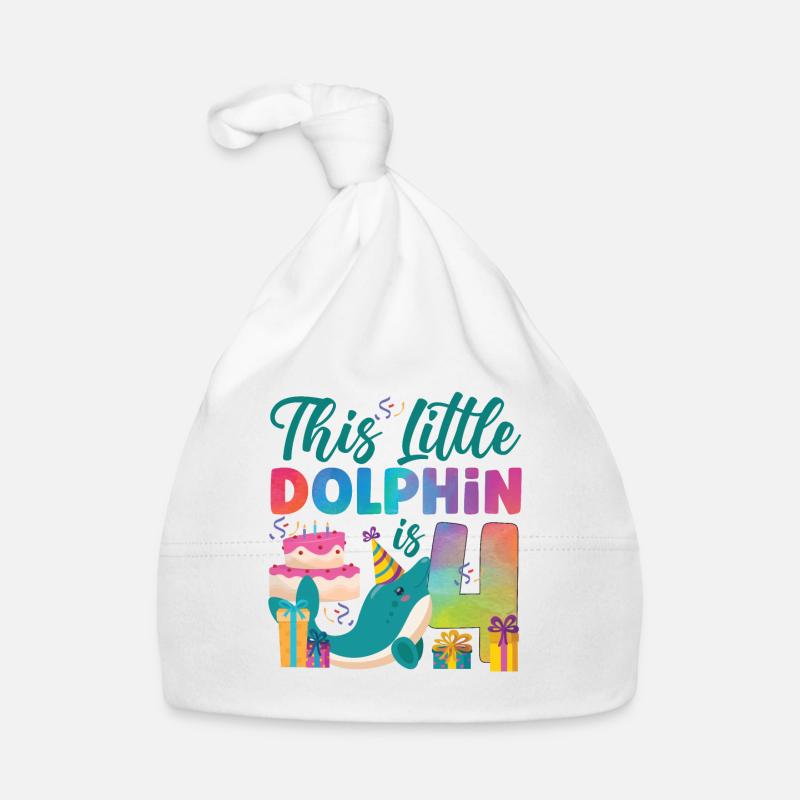 Aquarelle de dauphin 4e anniversaire Bonnet bio Bébé