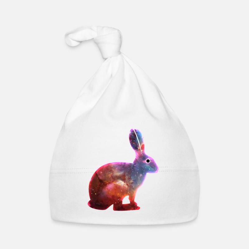 Lapin cosmique et œil de singularité - Bonnet bio Bébé - blanc