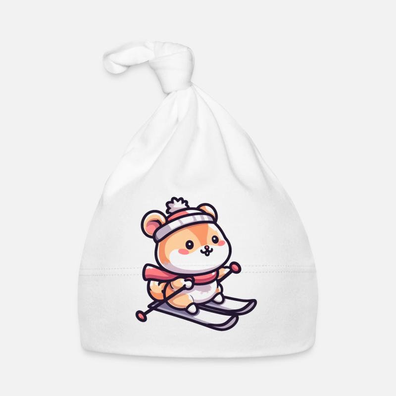 Hamster mignon au ski - Vacances au ski dans le Bonnet bio Bébé