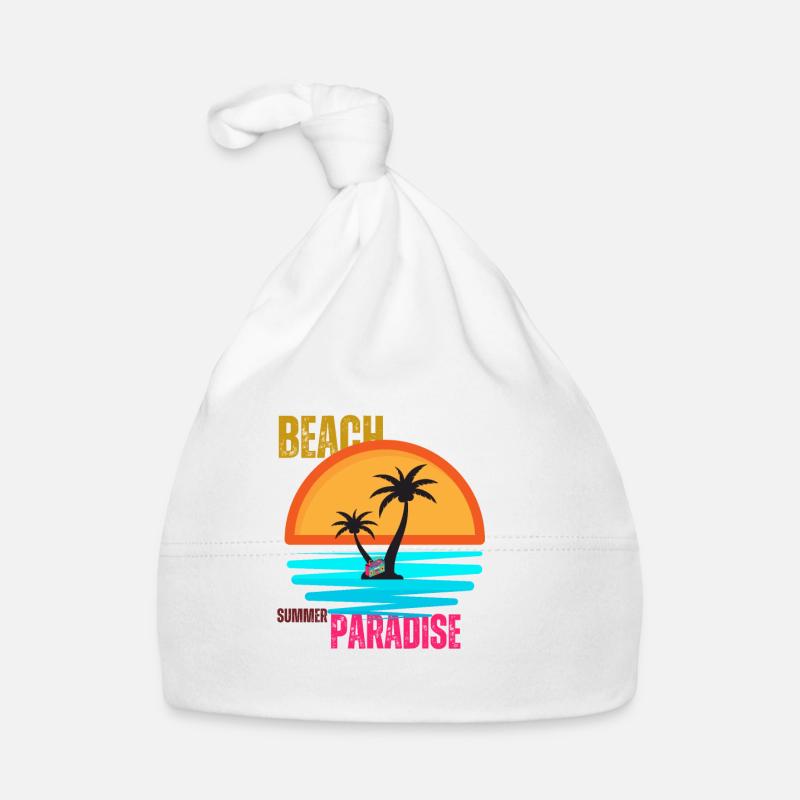 Paradis sur l’île - Bonnet bio Bébé - blanc