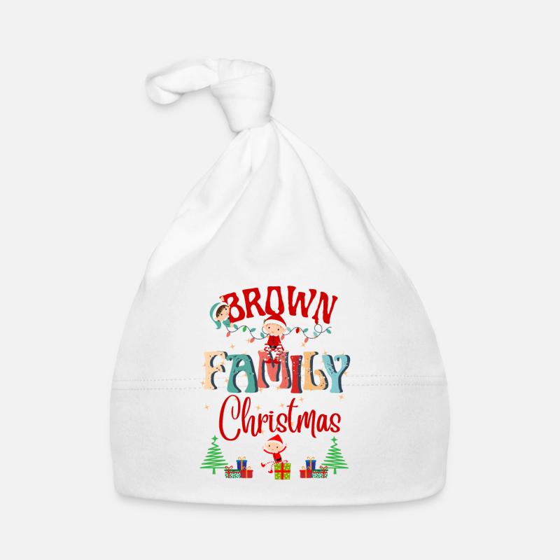 Conception de célébration de Noël de la famille marron - Bonnet bio Bébé - blanc