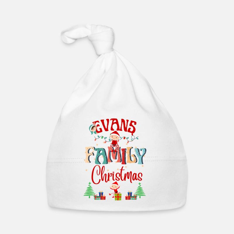Conception de célébration de Noël de la famille Evans - Bonnet bio Bébé - blanc