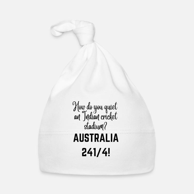 Conception de texte de cricket drôle Inde / Australie finale Bonnet bio Bébé