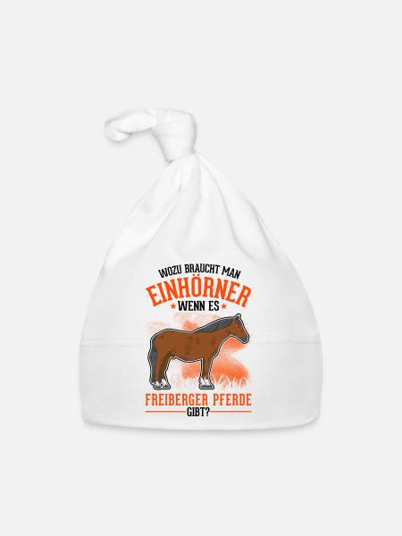Freiberger Pferd Einhorn - Baby Bio-Mütze - Weiß - Vorne