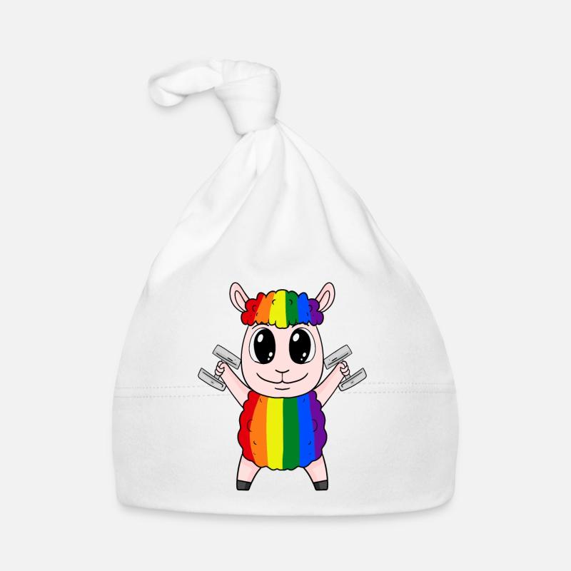 Regenbogen Schaf mit Hanteln Baby Bio-Mütze