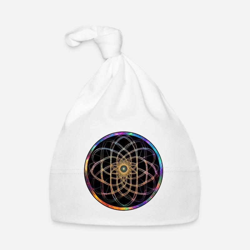Rainbow Mandala Circle Pattern Organic Baby Cap