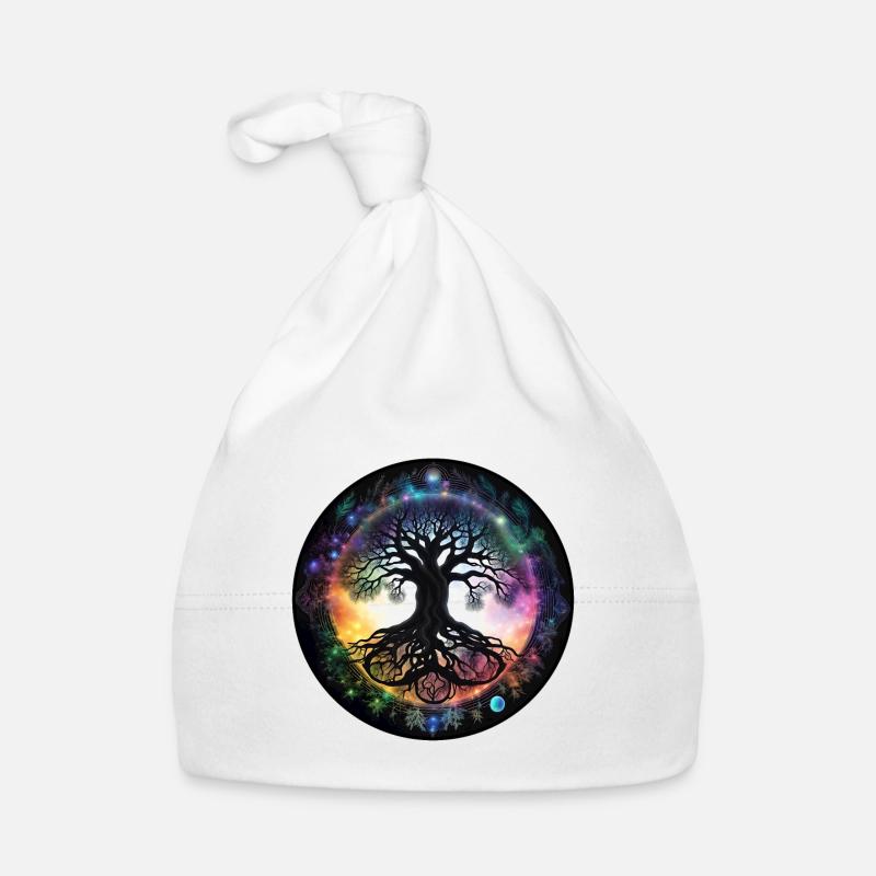 Root tree in rainbow circle Organic Baby Cap