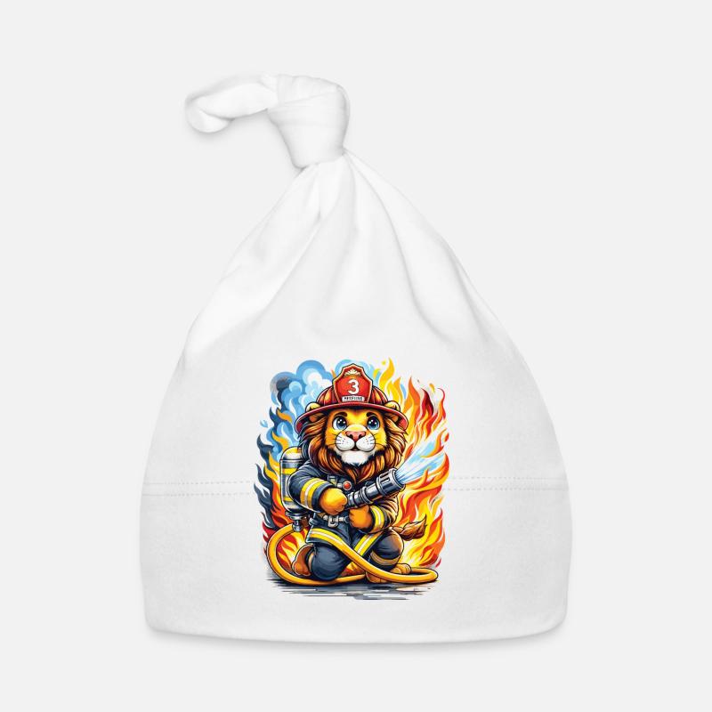 Lion, Pompier, Pompier, Flammes, Héros Bonnet bio Bébé