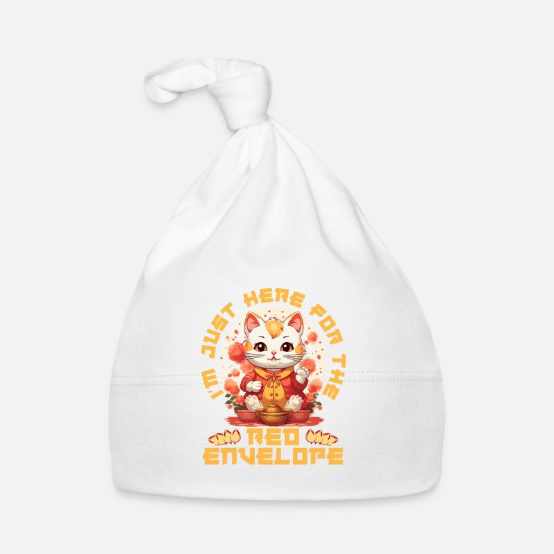 Chat porte-bonheur du Nouvel An chinois juste ici pour le - Bonnet bio Bébé - blanc