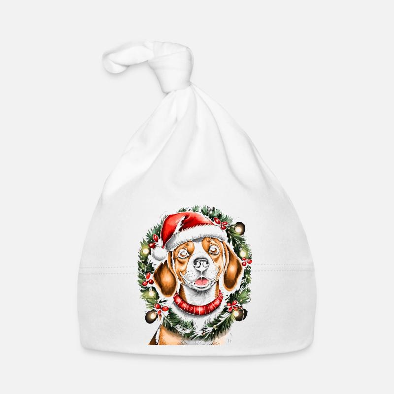 Beagle Portrait Christmas Organic Baby Cap