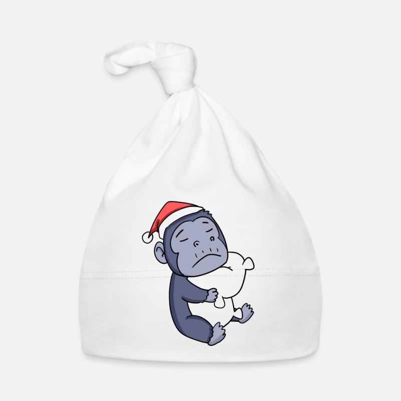 Monkey Cute Tired Christmas Organic Baby Cap