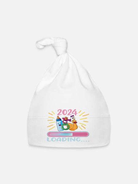 Tante 2024 Tante Werden 2024 - Baby Bio-Mütze - Weiß - Vorne