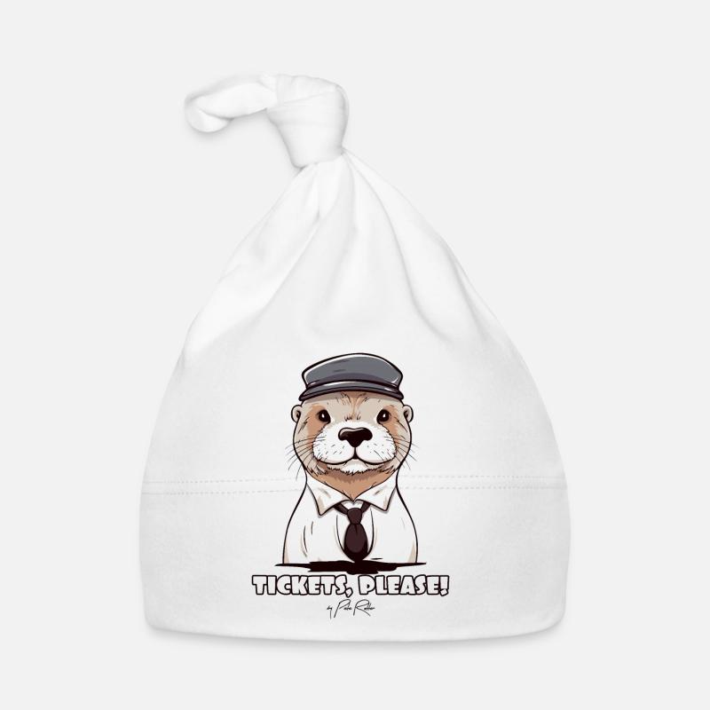 Billets s'il vous plaît! Le chef de peloton Otter - Bonnet bio Bébé - blanc