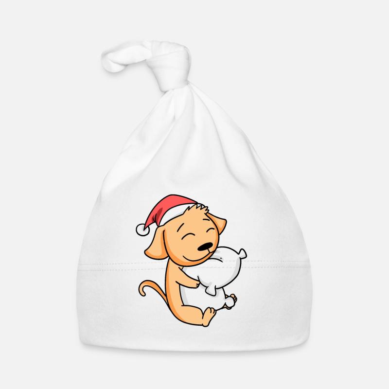 Chien Mignon Fatigué Dormir En Noël Bonnet bio Bébé
