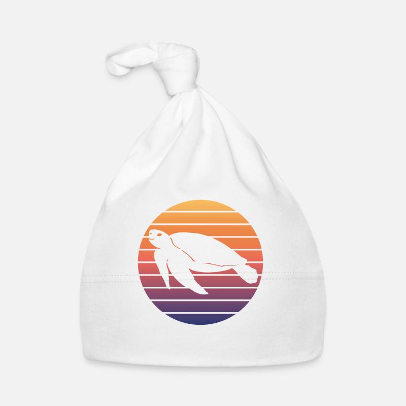 Sea Turtle Silhouette Sunset Organic Baby Cap