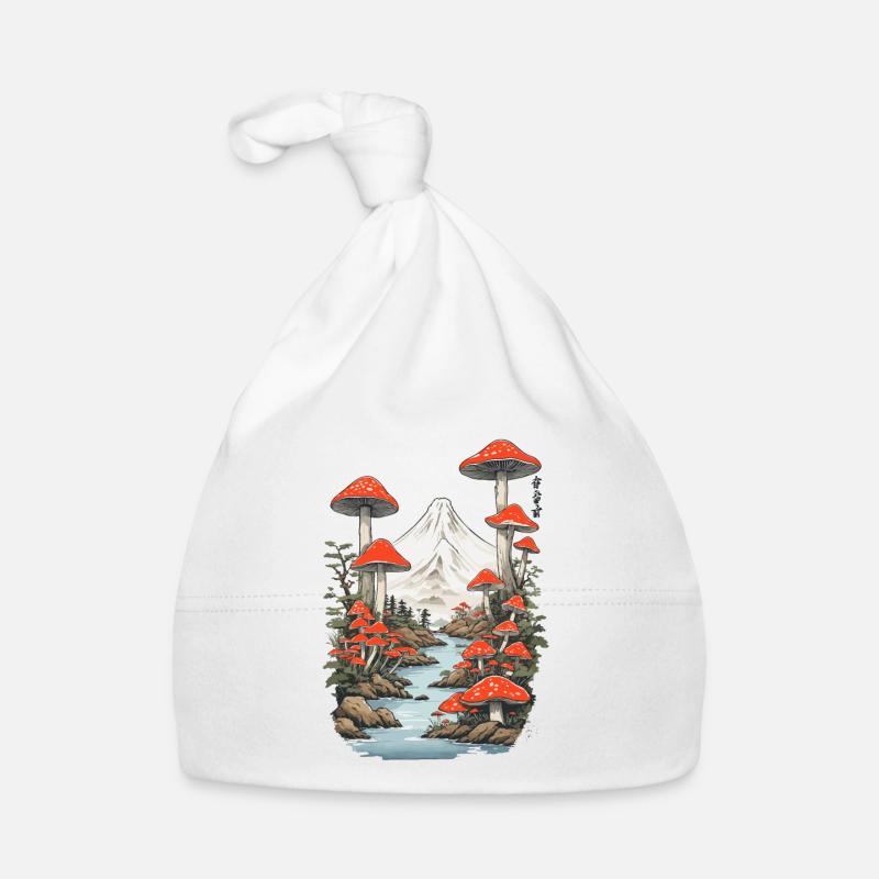Magic Mushroom Panorama Vintage Toadstool Design Organic Baby Cap