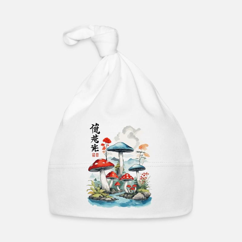 Magic Mushrooms Ukiyo-E Vintage Design Organic Baby Cap