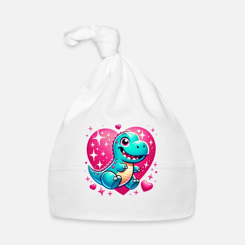 T-Rex coeur scintillant Saint-Valentin Dino Bonnet bio Bébé