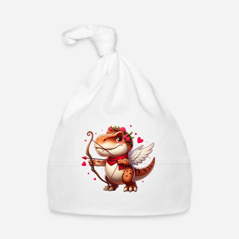 Cupidon T-Rex Saint Valentin dinosaure amour flèche Bonnet bio Bébé