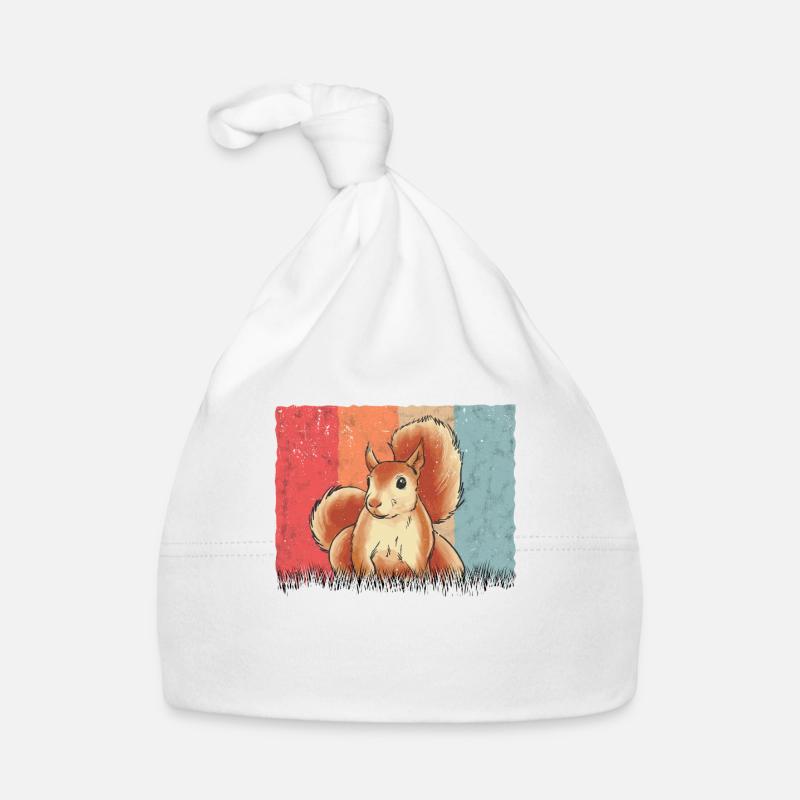 Eichhörnchen Écureuil rétro Bonnet bio Bébé