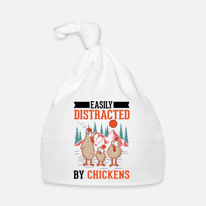 Easily distracted by Chickens Hühner Hühnchen Baby Bio-Mütze