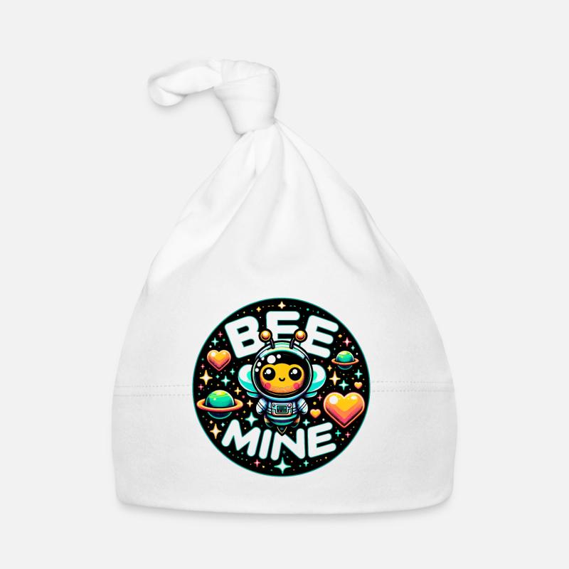 Bee Mine: Astronaut Bee Planets & Hearts Verspielt Baby Bio-Mütze