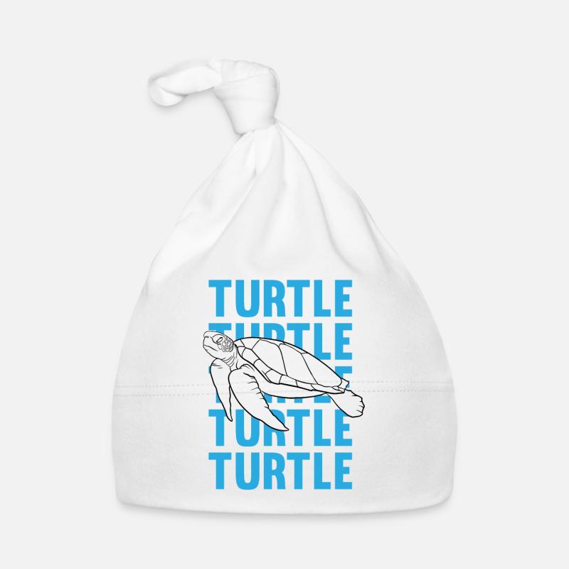 TURTLE Silhouette Word Art Gift Organic Baby Cap