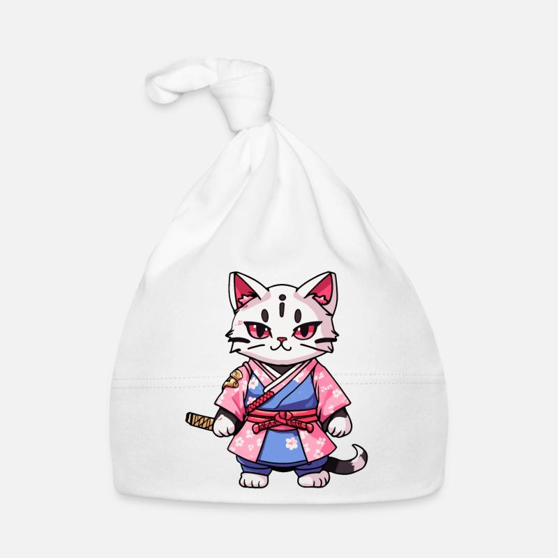 Samurai Katze & Kirschblüten #14 Baby Bio-Mütze