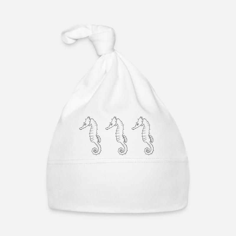 Triade hippocampe mer danse cadeau - Bonnet bio Bébé - blanc