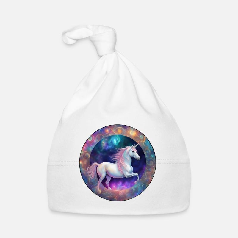 Cercle de licorne galactique - Bonnet bio Bébé - blanc