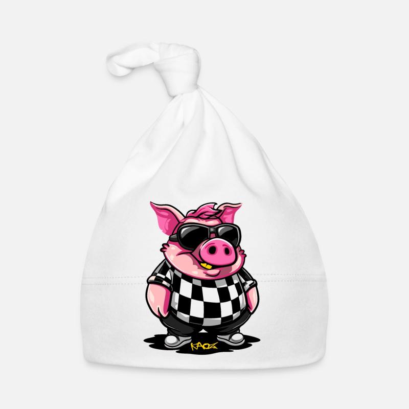 Cool Short Pig Organic Baby Cap