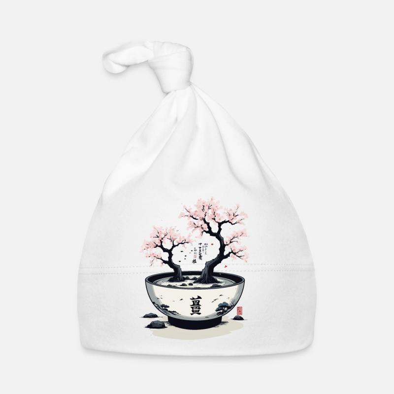 Japanische Kirschblüten Ukiyo-E Kanji Ästhetik Baby Bio-Mütze